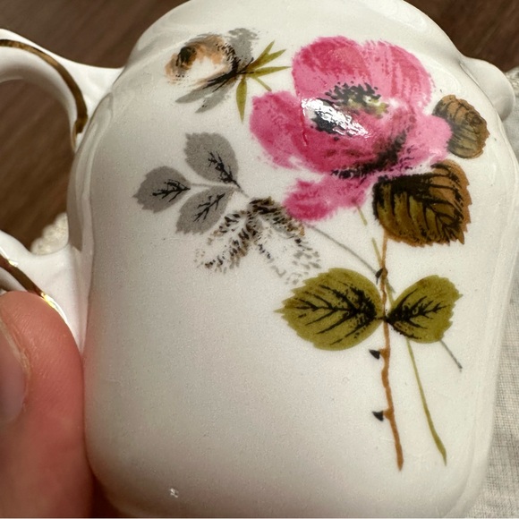 Delphine Bone China Porcelain Pink Rose Gold Rim Creamer Cup Made in England - Picture 10 of 10